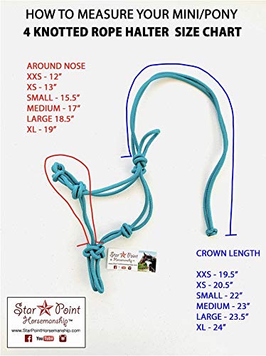 Mini-Pony 4 Knotted Rope Halter & 8' Lead Set (Teal, Small 28-32" Mini) - color: Teal, size: Small 28-32" Mini