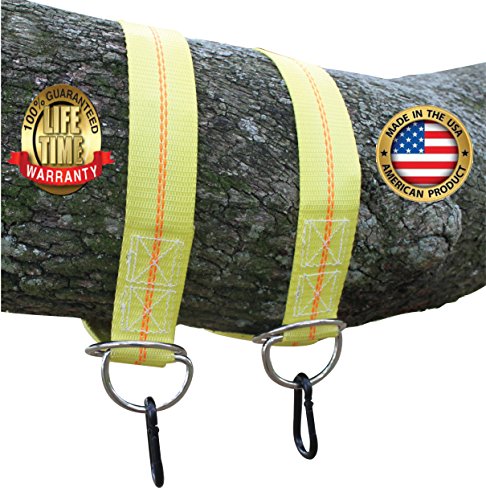 Tree Swing Hanging Kit - 12,000 lb. Polyester Webbing - 2 Straps per Set - with Carabiners - Made in USA