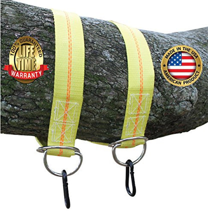 Tree Swing Hanging Kit - 12,000 lb. Polyester Webbing - 2 Straps per Set - with Carabiners - Made in USA