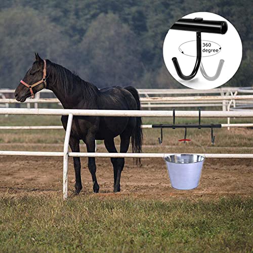 2Pcs Tack Rack with Swivel Hooks,5 Hook Portable Bridle Rack for Horse Tack Holder Stall and Fence(Black)
