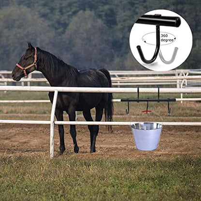 2Pcs Tack Rack with Swivel Hooks,5 Hook Portable Bridle Rack for Horse Tack Holder Stall and Fence(Black)
