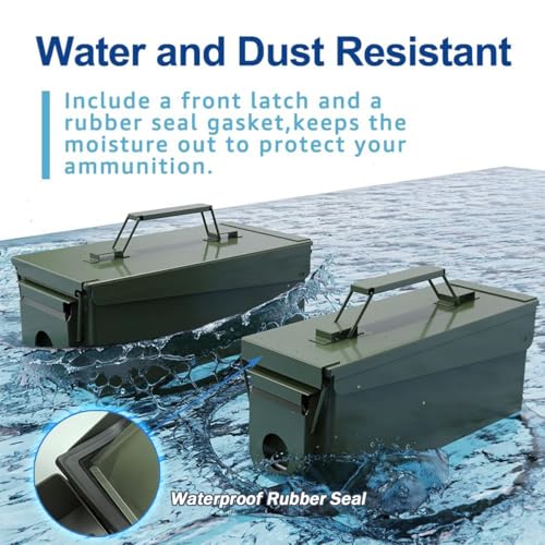 HARDROCK Metal Ammo Can, Ammo Box - color: Blackish green, size: 30cal+50cal