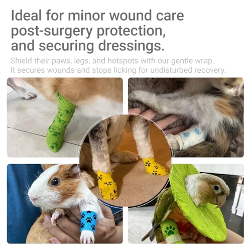 Bandage Wrap for Dogs, 6 Rolls Self-Adhering Pet Tape - color: 6 Colors