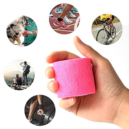 2 Inches Self Adhesive Bandage Wrap Cohesive Wrap, 9 Pack, Pink - color: Pink, size: 2 Inch