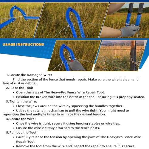 Fence Wire Repair Tool - 6.8lb Heavy-Duty Barbed Wire Repair Tool with Lifetime Replacement Guarantee, Corrosion-Resistant Iron Build, Fits Electric, Horse, Mesh Fencing