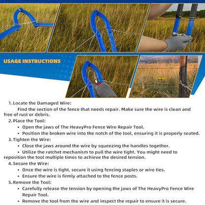 Fence Wire Repair Tool - 6.8lb Heavy-Duty Barbed Wire Repair Tool with Lifetime Replacement Guarantee, Corrosion-Resistant Iron Build, Fits Electric, Horse, Mesh Fencing