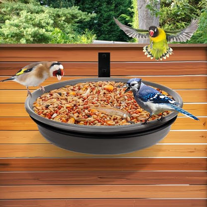 Alphatool Fence Bird Feeders Tray, 8.3" Dia., Grey - color: Gray, size: 1pcs