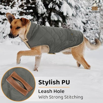 Queenmore Dog Winter Coat, Fleece Jacket, Waterproof Cold Weather Clothes - color: Grey, size: X-Small