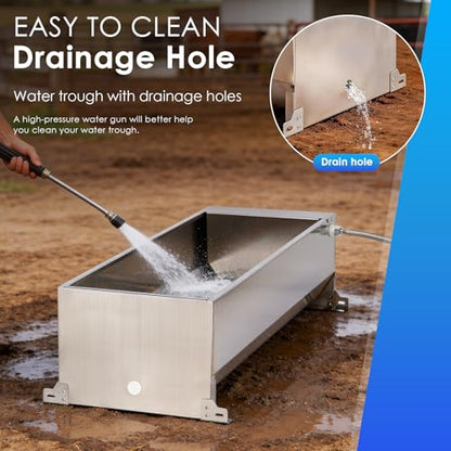 10 Gallons Automatic Livestock Water Trough Stainless Steel Larger Dog Water Bowl Dispenser with Float Valve Kit Large Capacity Outdoor Horse Pig Water Trough for Dog Pig Cow Goat 36‘’*12.4*‘’9.1‘’ - size: 10 Gallons