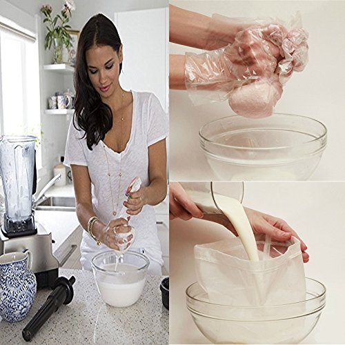 Premium Fine Mesh Food Grade Nut Milk Bag for Almond Milk/Soy Milk - Fine Mesh Nylon Cheesecloth & Cold Brew Coffee Filter, 9" x 12" (2)