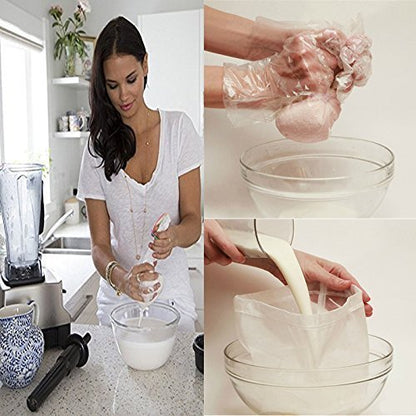 Premium Fine Mesh Food Grade Nut Milk Bag for Almond Milk/Soy Milk - Fine Mesh Nylon Cheesecloth & Cold Brew Coffee Filter, 9" x 12" (2)