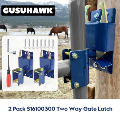 2 Way Farm Gate Latch for Gate with 1-5/8 to 2" Tubes, 2 Pack Blue - color: 2x S16100300
