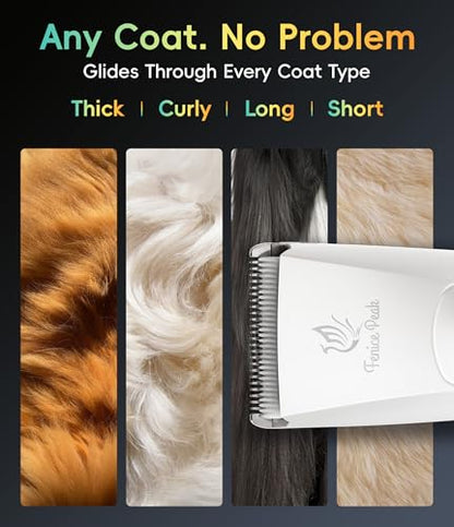 Dog Grooming Clippers for Thick Heavy Coats 3 Speeds Low Noise Pet Grooming Kit Cat Eletric Clipper with 10FC Ceramic & Stainless Steel Blade - color: White, size: Clipper
