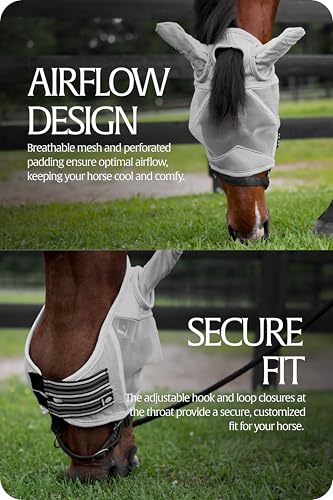 Equinavia Algard Soft Mesh Horse Fly Mask with Ears, 45 SPF UV Protection - color: Silver, size: Cob