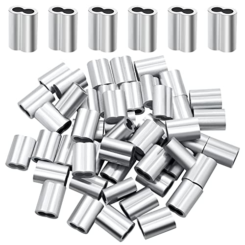 3/16 Aluminum Ferrules, Crimping Loop Sleeves 70PCS, Wire Rope Crimps | Aluminum Crimp Sleeves For Cable Ferrule And Wire Rope Connections. 3/16 Wire Rope Sleeves For Crimping Applications. - size: 3/16" (70PCS)