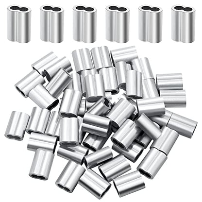 3/16 Aluminum Ferrules, Crimping Loop Sleeves 70PCS, Wire Rope Crimps | Aluminum Crimp Sleeves For Cable Ferrule And Wire Rope Connections. 3/16 Wire Rope Sleeves For Crimping Applications. - size: 3/16" (70PCS)