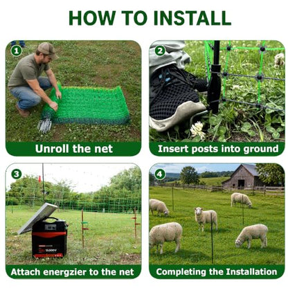 Electric Fence Netting, Electric Netting Fence 47.2"H x 164'L 2-Spike Posts - size: 47.2in H*164ft L