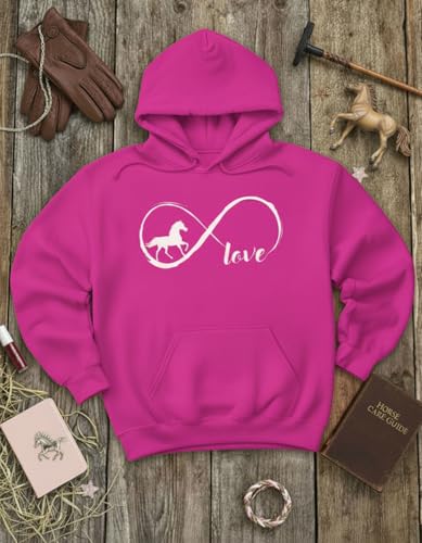 Tstars Infinity Love Horse Hoodie Women Teen Girls Equestrian Riding - color: Infinity / Pink, size: Medium