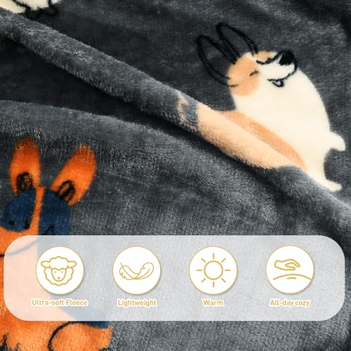 Catalonia Wearable Blanket with Sleeves for Women & Men, Fleece Wrap Throw - color: Gray Dog