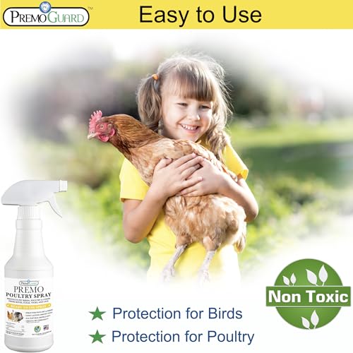 Premo Guard Natural Poultry Spray – Kills Scaly Leg Mites, Fleas, & Lice | Chicken, Duck, Geese Pests, Spray Directly on Birds and Coops, Natural Plant Based Oils, Control & Prevention - size: 32 Fl Oz (Pack of 1)