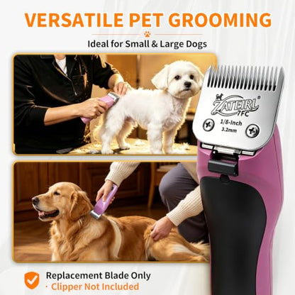 Size 7FC Detachable Pet Grooming Clipper Blade with Ceramic Cutter, 3.2mm 1/8 Inch Cut Length, Silver, Compatible with Andis, Oster A5, Wahl KM10, 3 Pack - color: Silver, size: 7FC 3.2mm - 3 Pack