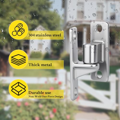 WellMade 4 Pack Heavy Duty 304 Stainless Steel Gate Hinges – Wall Mount, Non-Weld One-Piece Design, Supports 600lbs, Rustproof for Farm/Barn/Fence Gates (Screws Included)