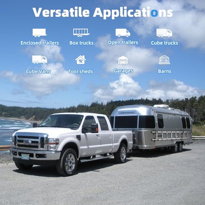 Cargo Trailer Ladder Rack-200lb Load-Carry 1-2 Ladders-Adjustable Aluminum Side Mount RV Ladder Rack-Rubber Pads/Bungee Cords/Hooks for Open/Enclosed Trailer/Garage/Shed Exterior/Interior Wall