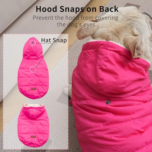 Vecomfy Warm Dog Coats with Hoodie,Winter Dog Jackets for Small Dogs - color: Pink, size: Medium