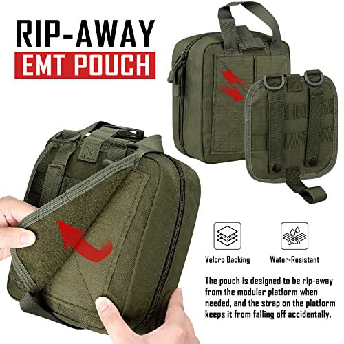 LIVANS 1000D First Aid Bag Empty, Medical Ifak Pouch for Emergency & EMT - color: Army Green(7.1"l X 3.5"w X 8"h)