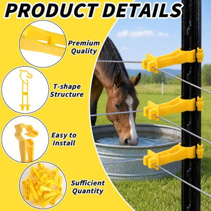 75Pcs Reversed Extender Electric Fence T Post Insulators, Yellow