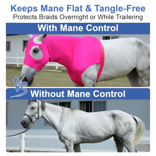 Horse Slinky Hood with Zipper, Stretchy Sleazy Hood Fuchsia M - color: Fuchsia, size: Medium