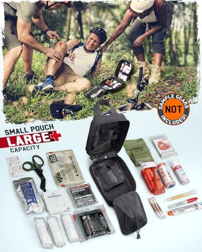 LIVANS 1000D First Aid Bag Empty, Medical Ifak Pouch for Emergency & EMT - color: Black-small Size(5.7"lx 3.4"w X 7.9"h)