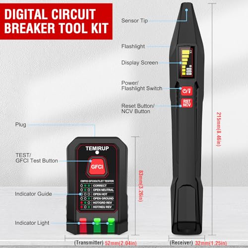 Circuit Breaker Finder Kit with LCD, GFCI Outlet Tester, Breaker Finder