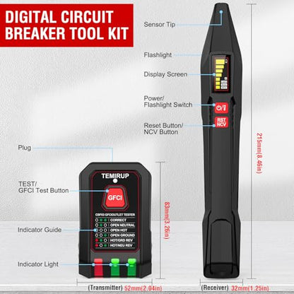 Circuit Breaker Finder Kit with LCD, GFCI Outlet Tester, Breaker Finder