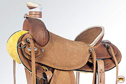 HILASON Western Wade Ranch Roping Saddle Brown Leather - size: 15 In