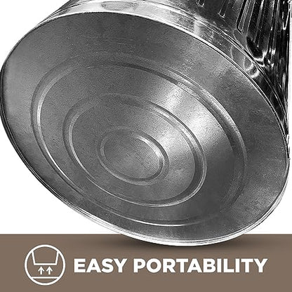 Plexon 20 Gallon Metal Trash Can with Lid Outdoor Large Trash Bin Galvanized Steel Garbage Can for Farm Garage Patio Ash Bucket Bird Seed Storage Can Heavy Duty Round Container Silver