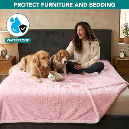 PetAmi Fluffy Sherpa Waterproof Dog Blanket for Large Pet Cat, 60x80, Pink - color: Pink, size: X-Large (60x80)