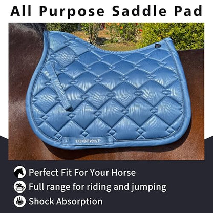 EQUINEWAVE Embossed All Purpose Saddle Pad | Cooling Performance Lining, Contoured Fit, Textured Design, English Riding - color: BLUE HORIZON