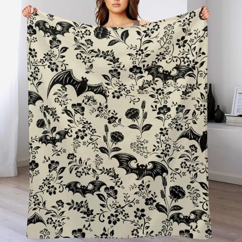 Bat Flower Fleece Throw Blanket for Couch Adults Teens 40" X 50" - color: Bat, size: 40x50 inch