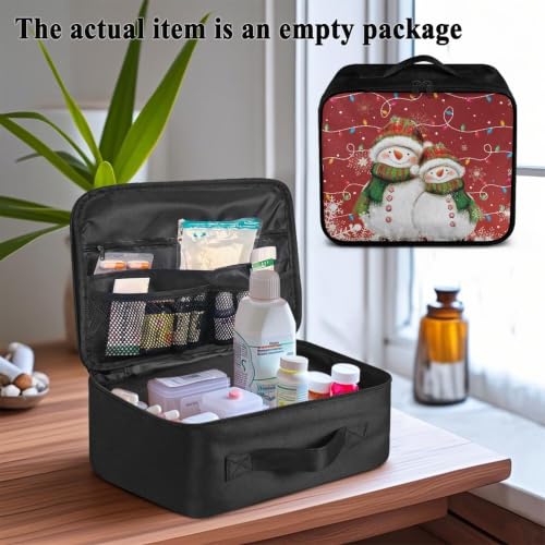 Christmas Lights First Aid Bag Empty Pet 1st Aid Bag Medical Travel Case First Responder Emergency Medicine Bags for Car Home Office Sport Outdoors Snowman - color: Christmas Lights Snowman