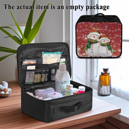 Christmas Lights First Aid Bag Empty Pet 1st Aid Bag Medical Travel Case First Responder Emergency Medicine Bags for Car Home Office Sport Outdoors Snowman - color: Christmas Lights Snowman