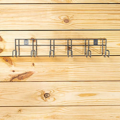 EASY-UP Pro 6 Hook Long Arm Tack Rack | Essential for Horse Stables | Space-Saving Design | Versatile 6-Hook Configuration | Long 4.5" Hooks | Rust-Resistant Finish
