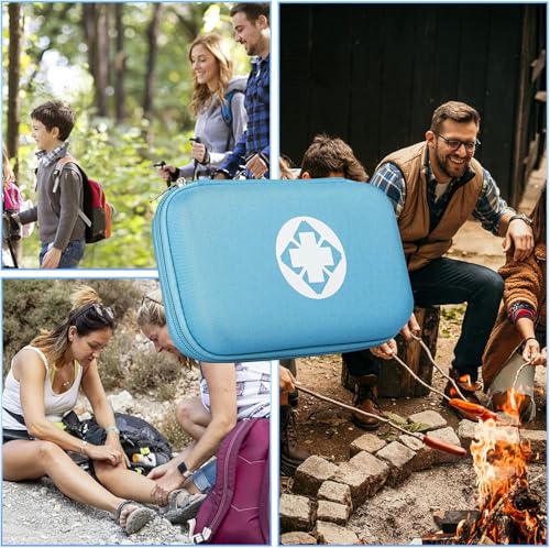 First Aid Kit 276PCS Car Home Camping Essentials Blue Emergency Kit AMORNING - color: Blue-276pcs