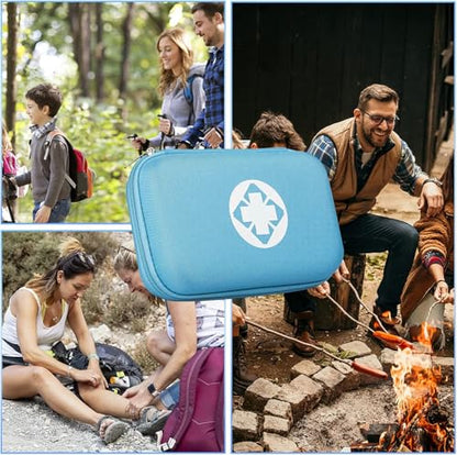 First Aid Kit 276PCS Car Home Camping Essentials Blue Emergency Kit AMORNING - color: Blue-276pcs