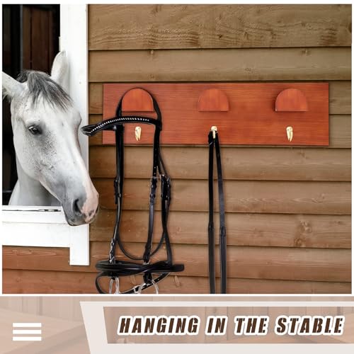 Teenyyou 2 Pcs Wooden Bridle Rack Wall Mount, Vintage Horse Tack Hooks