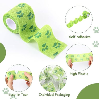 Threlaco 3 Rolls No Chew Bandage for Dogs Bitter Bandage Wrap for Dogs Wound Wrap (2 Inches X 5 yd,Green) - size: 2 Inch X 5 yd