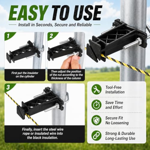 Tondiamo 12 Pcs Tube Post Insulator, Electric Chain Link Fence T Post Extender Insulators for Square Round Pipe Tubing Wire Vinyl Picket Fence (Black) | Extender Insulators for Square Round Pipe Tubing Wire Vinyl Picket Fence - style: Black