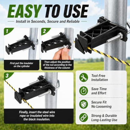 Tondiamo 12 Pcs Tube Post Insulator, Electric Chain Link Fence T Post Extender Insulators for Square Round Pipe Tubing Wire Vinyl Picket Fence (Black) | Extender Insulators for Square Round Pipe Tubing Wire Vinyl Picket Fence - style: Black