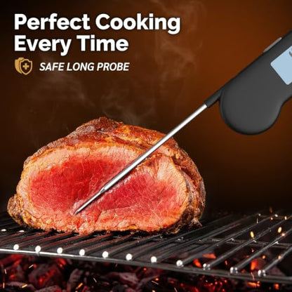 0.5 Sec Instant Read Grill Meat Thermometer Digital Food Cooking BBQ, Black - color: Black