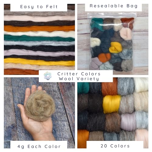 Living Dreams Yarn Needle Felting Premium Starter Kit, Animal Colors - color: Needle Felting Kit - Critter Colors